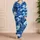 Deep Blue White Ocean Swirl Marble Lounge Wear for Coastal Vacation Getaways Women Satin Pajamas Set - 4