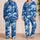 Deep Blue White Ocean Swirl Marble Lounge Wear for Coastal Vacation Getaways Women Satin Pajamas Set - 2