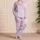 Pink Lilac Blossom Plaid Resort Style For Cozy Evenings And Weekend Getaways Women Satin Pajamas Set - 4