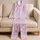 Pink Lilac Blossom Plaid Resort Style For Cozy Evenings And Weekend Getaways Women Satin Pajamas Set - 5