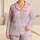 Pink Lilac Blossom Plaid Resort Style For Cozy Evenings And Weekend Getaways Women Satin Pajamas Set - 1