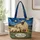 Starry Night Sheep in Golden Pastures for Peaceful Farmhouse Country Living Quilted Tote Bag - 1