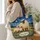 Starry Night Sheep in Golden Pastures for Peaceful Farmhouse Country Living Quilted Tote Bag - 3