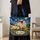 Starry Night Sheep in Golden Pastures for Peaceful Farmhouse Country Living Quilted Tote Bag - 4