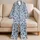 Sky Blue Pink Leopard Motif for Cozy Lounge Days and Soft Evening Comfort for Women Satin Pajamas Set - 5