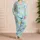 Mint Aqua Coastal Doodle Starfish Shells Sunbursts Summer Resort Getaway For Women Satin Pajamas Set - 4