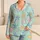Mint Aqua Coastal Doodle Starfish Shells Sunbursts Summer Resort Getaway For Women Satin Pajamas Set - 1