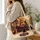Autumn Witch Café Scene with Black Cats for Halloween Outings and Cozy Fall Gifts Quilted Tote Bag - 3