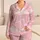 Blush Pink Cloud And Star Sleep Set For Cozy Bedtime Lounging At Home Plus Size Women Satin Pajamas Set - 1