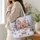 Pink Snowy Christmas Cottage Scene for Holiday Gifting and Cozy Winter Celebrations Quilted Tote Bag - 3