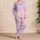 Soft Pink Lilac Hearts, Bows, And Stars For Cozy Nights, Gifts, And Everyday Home Satin Pajamas Set - 4
