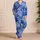 Royal Blue Ivory Zebra Stripe Resort Lounge Style For Beach Getaways And Vacations Satin Pajamas Set - 4