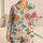 Tropical Hibiscus Sea Turtle Coastal Resort Getaway Ivory Vacation Style for Women Satin Pajamas Set - 1