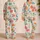 Tropical Hibiscus Sea Turtle Coastal Resort Getaway Ivory Vacation Style for Women Satin Pajamas Set - 2