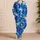 Royal Blue Tropical Bloom Resort Wear for Beach Getaways and Summer Nights For Women Satin Pajamas Set - 4