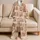 Morandi Teddy Bear Lounge Style For Cozy Nights At Home, Women Apricot Beige Charm Satin Pajamas Set - 5