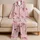Blush Marble Swirl for Cozy Nights, Gifts, and Elegant Lounging At Home For Women Satin Pajamas Set - 5