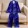 Midnight Indigo Aurora Ribbons For Summer Lounge Nights And Vacation Wear At Home Satin Pajamas Set - 5
