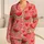 Watermelon Hearts Coral Pink Cozy Summer Sleepovers, Gifts for Women and Teens Year Round Satin Pajamas Set - 1