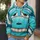 Teal Cartoon Race Car Costume Style for Halloween Parties and Racing Fan Gifts All-over Print Hoodie (Lightweight) - 5