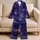Midnight Indigo Violet Celestial Swirl For Cozy Nights, Travel, And Relaxed Days Satin Pajamas Set - 5