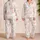 Pastel Shell Motifs Resort Lounge Sleepwear For Women, Coastal Vacation Nights At Home Satin Pajamas Set - 2