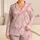 Blush Pink Faceted Crystal Motif For Cozy Bedroom Lounging, Gift For Women And Teens Satin Pajamas Set - 1