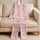 Blush Pink Faceted Crystal Motif For Cozy Bedroom Lounging, Gift For Women And Teens Satin Pajamas Set - 5