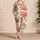 Romantic Peony Blooms In Soft Ivory Blush For Summer Lounging, Giftable For Women Satin Pajamas Set - 4