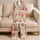 Romantic Peony Blooms In Soft Ivory Blush For Summer Lounging, Giftable For Women Satin Pajamas Set - 5