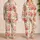 Romantic Peony Blooms In Soft Ivory Blush For Summer Lounging, Giftable For Women Satin Pajamas Set - 2