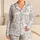 Ivory Kitten Doodles for Cozy Nights, Weekend Getaways, and Everyday Comfort Wear Satin Pajamas Set - 1