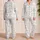 Ivory Kitten Doodles for Cozy Nights, Weekend Getaways, and Everyday Comfort Wear Satin Pajamas Set - 2