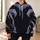 Black Geometric Armor and Violet Accents for Cosplay Events and Everyday Fandom Wear All-over Print Hoodie (Lightweight) - 6