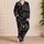 Black Geometric Cube Streetwear Lounge Style for Retro Fans and Casual Days At Home Satin Pajamas Set - 4