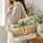 Teal Dragonfly Over Lotus Pond at Sunset for Nature Lovers and Summer Outings Quilted Tote Bag - 3