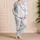 Ivory Slate Marble Lounge Style for Coastal Days and Relaxed Home Wear for Women Satin Pajamas Set - 4
