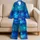 Ocean Blue Ripple Lounge for Coastal Nights, Vacation Rest, and Home Comfort for Women Satin Pajamas Set - 5