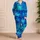 Ocean Blue Ripple Lounge for Coastal Nights, Vacation Rest, and Home Comfort for Women Satin Pajamas Set - 4