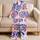 Red White And Blue Tie Dye Lounge Wear For Summer Holidays And Fourth Of July Gift Satin Pajamas Set - 5