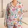 Coastal Flamingo Beach Holiday White Scattered Motifs For Summer Vacation Gifts Satin Pajamas Set - 1