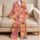 Coral Pink Pineapple Resort Look for Vacation, Beach Days, Women Lounge Mood Vibes Satin Pajamas Set - 5