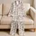 Vintage Blush Rose Floral Comfort Style for Cozy Evenings, Women's Chic Gift Idea Satin Pajamas Set - 5