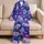 Cobalt Blue Abstract Brush Shapes For Home Relaxation And Weekend Lounging For Women Satin Pajamas Set - 5