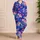Cobalt Blue Abstract Brush Shapes For Home Relaxation And Weekend Lounging For Women Satin Pajamas Set - 4