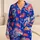 Cobalt Blue Abstract Brush Shapes For Home Relaxation And Weekend Lounging For Women Satin Pajamas Set - 1