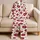 Soft Deep Red Lipstick Marks Romantic Bedtime Comfort Gift for Women, Everyday Home Satin Pajamas Set - 5