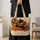 Black Cat Reading in a Cozy Halloween Library for Book Lovers and Cat Fans Quilted Tote Bag - 4