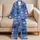 Hand Drawn Cat Family Cornflower Blue Cozy Bedtime Lounge For Relaxing At Home Gifts Satin Pajamas Set - 5
