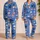 Hand Drawn Cat Family Cornflower Blue Cozy Bedtime Lounge For Relaxing At Home Gifts Satin Pajamas Set - 2
